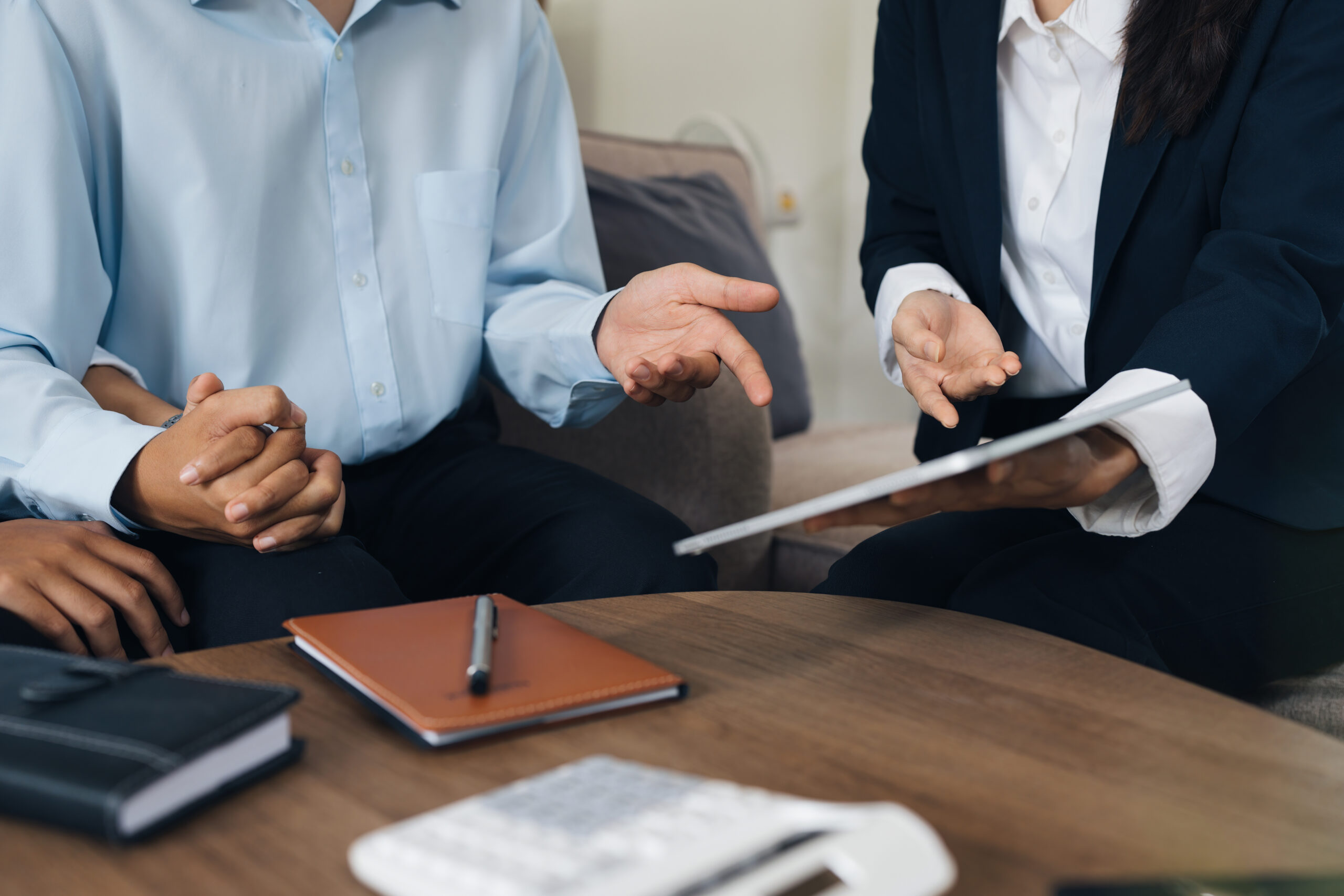 Young couple consultations with a insurance agent. saving and insurance concept